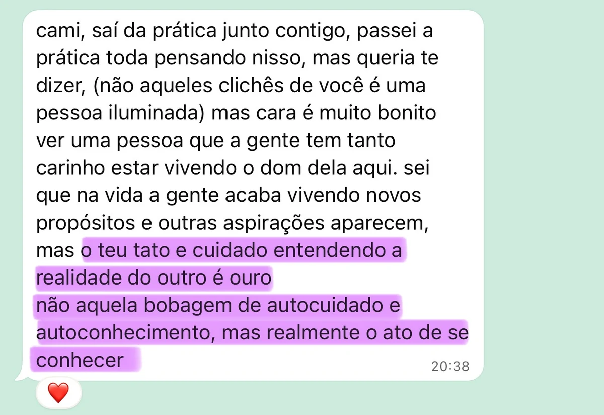 Depoimento anônimo sobre cuidado e autoconhecimento